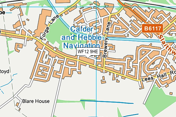 WF12 9HE map - OS VectorMap District (Ordnance Survey)