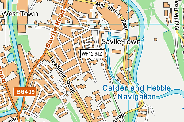 WF12 9JZ map - OS VectorMap District (Ordnance Survey)