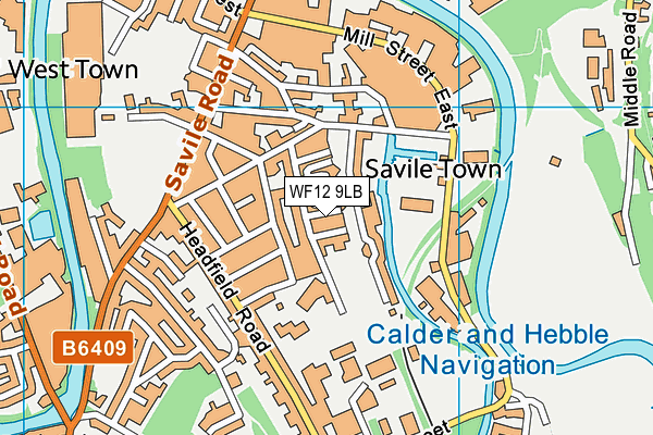 WF12 9LB map - OS VectorMap District (Ordnance Survey)