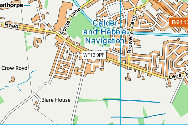 WF12 9PF map - OS VectorMap District (Ordnance Survey)