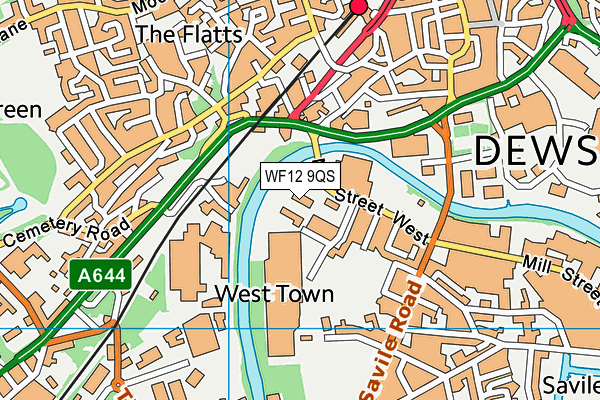 WF12 9QS map - OS VectorMap District (Ordnance Survey)