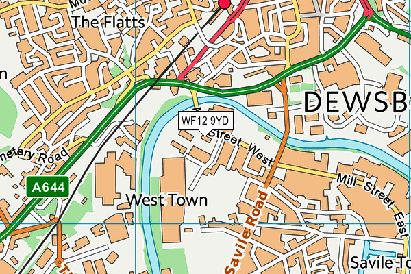 WF12 9YD map - OS VectorMap District (Ordnance Survey)