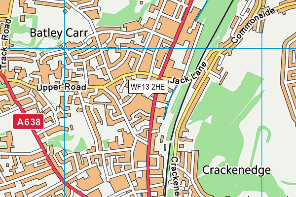 WF13 2HE map - OS VectorMap District (Ordnance Survey)