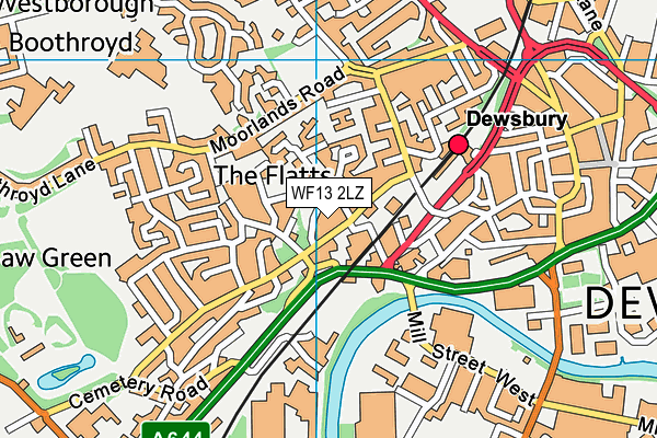 WF13 2LZ map - OS VectorMap District (Ordnance Survey)