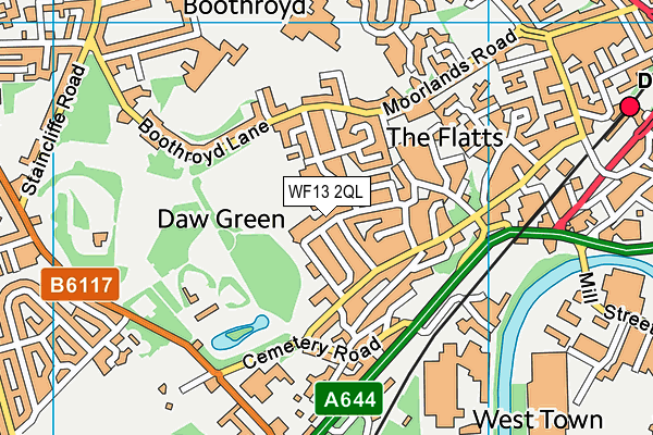 WF13 2QL map - OS VectorMap District (Ordnance Survey)