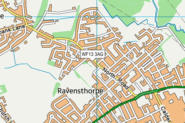 WF13 3AG map - OS VectorMap District (Ordnance Survey)