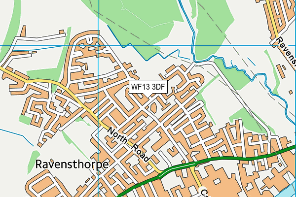 WF13 3DF map - OS VectorMap District (Ordnance Survey)