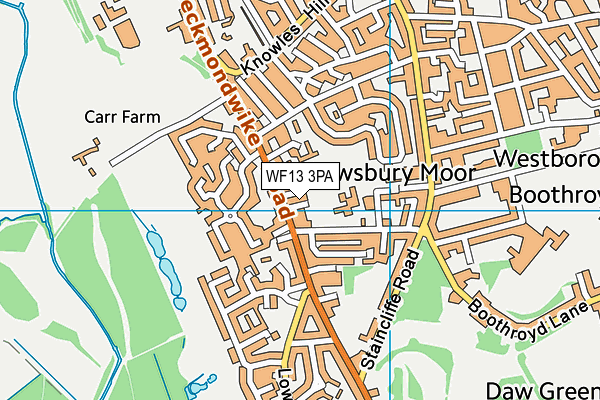 WF13 3PA map - OS VectorMap District (Ordnance Survey)