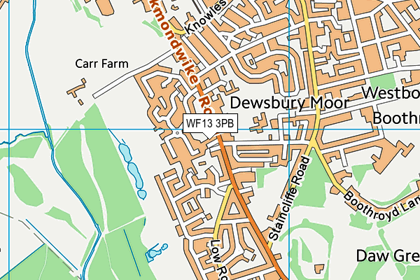 WF13 3PB map - OS VectorMap District (Ordnance Survey)