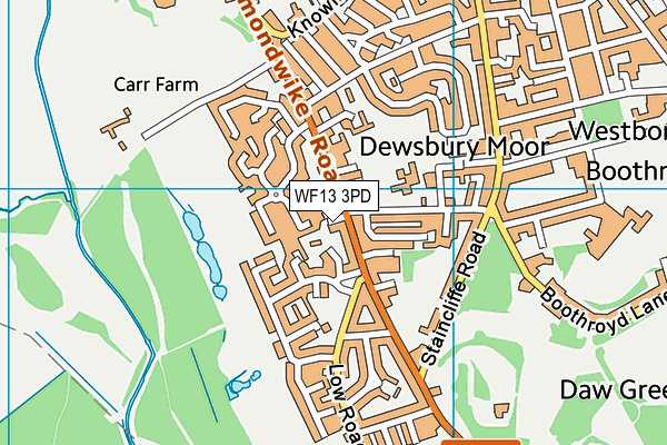 WF13 3PD map - OS VectorMap District (Ordnance Survey)