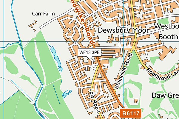 WF13 3PE map - OS VectorMap District (Ordnance Survey)