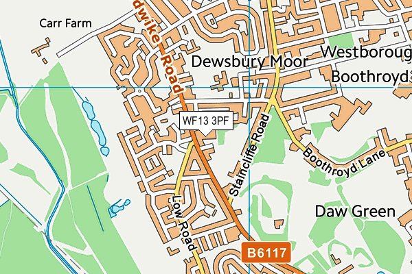 WF13 3PF map - OS VectorMap District (Ordnance Survey)