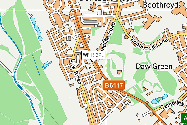 WF13 3PL map - OS VectorMap District (Ordnance Survey)