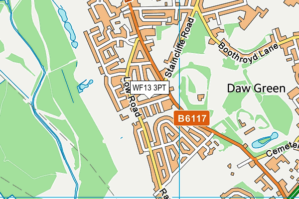 WF13 3PT map - OS VectorMap District (Ordnance Survey)