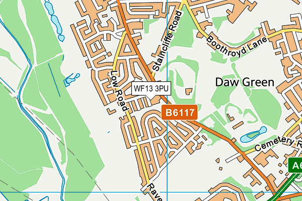 WF13 3PU map - OS VectorMap District (Ordnance Survey)