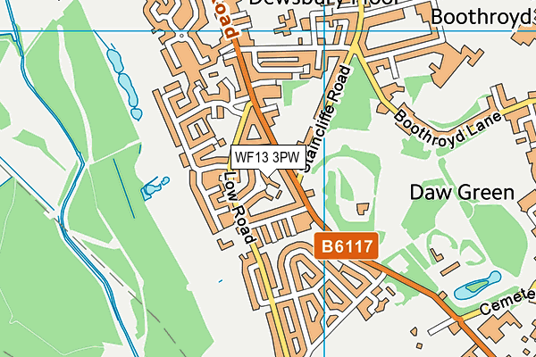 WF13 3PW map - OS VectorMap District (Ordnance Survey)