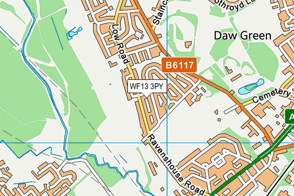 WF13 3PY map - OS VectorMap District (Ordnance Survey)
