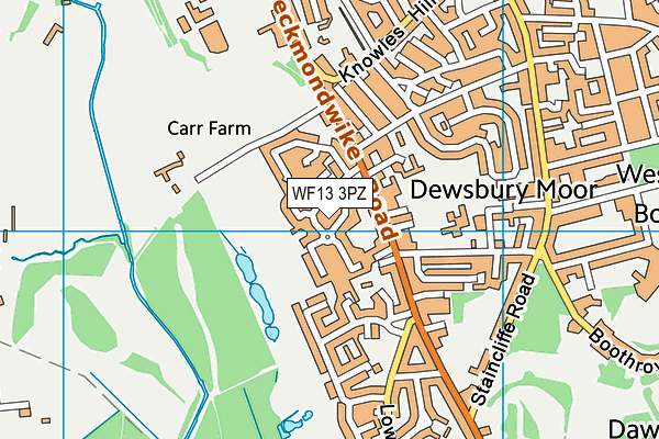 WF13 3PZ map - OS VectorMap District (Ordnance Survey)