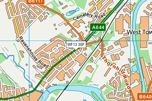 WF13 3SF map - OS VectorMap District (Ordnance Survey)