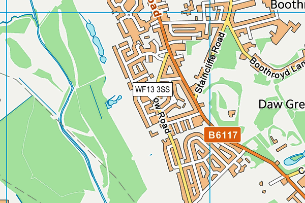 WF13 3SS map - OS VectorMap District (Ordnance Survey)