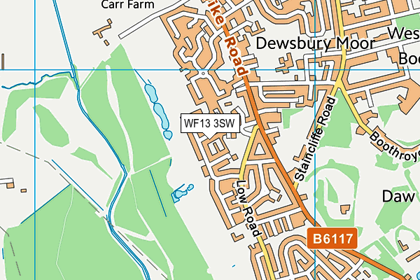 WF13 3SW map - OS VectorMap District (Ordnance Survey)