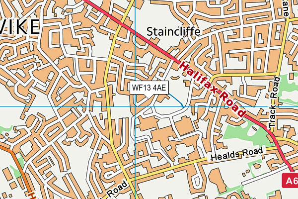 WF13 4AE map - OS VectorMap District (Ordnance Survey)