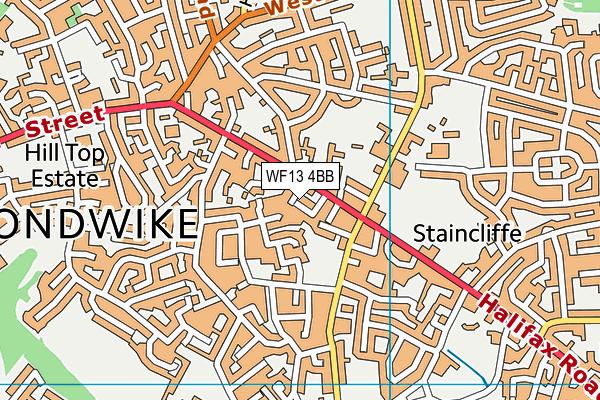 WF13 4BB map - OS VectorMap District (Ordnance Survey)