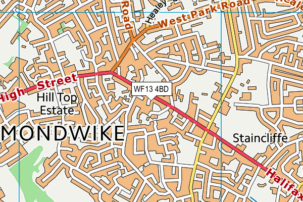WF13 4BD map - OS VectorMap District (Ordnance Survey)