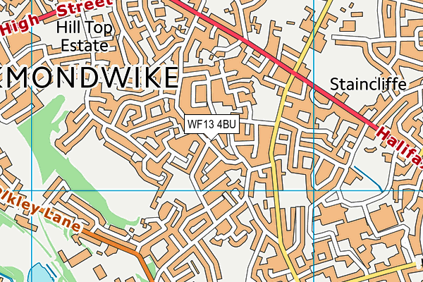 WF13 4BU map - OS VectorMap District (Ordnance Survey)