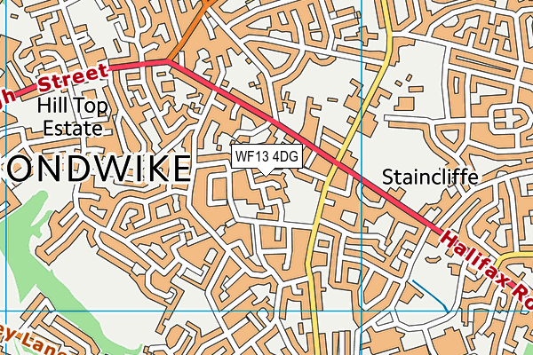 WF13 4DG map - OS VectorMap District (Ordnance Survey)