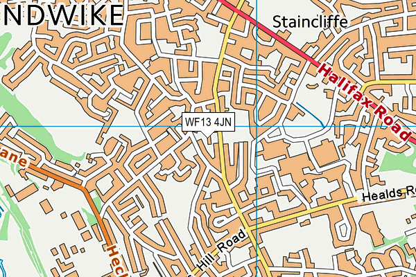 WF13 4JN map - OS VectorMap District (Ordnance Survey)