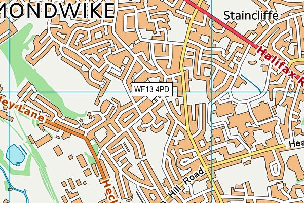 WF13 4PD map - OS VectorMap District (Ordnance Survey)