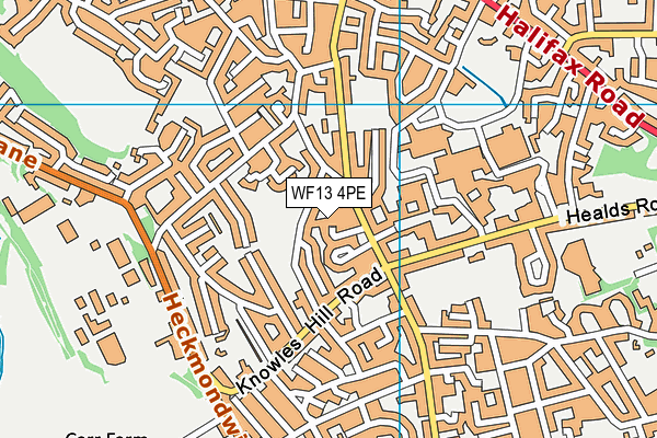 WF13 4PE map - OS VectorMap District (Ordnance Survey)