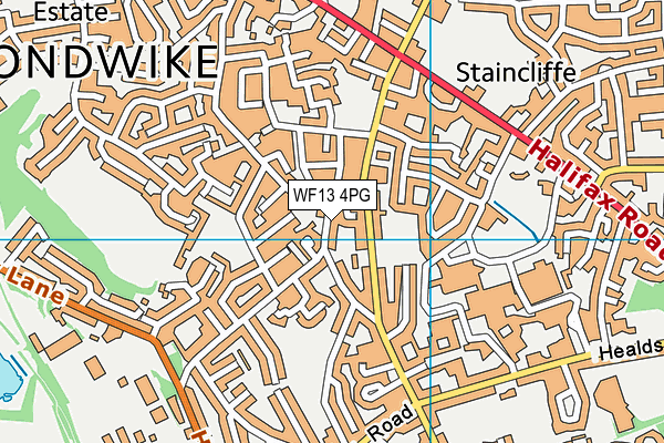 WF13 4PG map - OS VectorMap District (Ordnance Survey)
