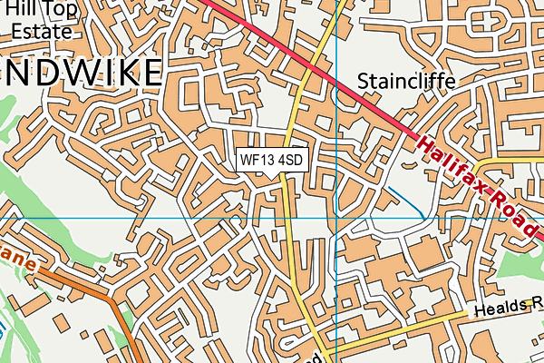 WF13 4SD map - OS VectorMap District (Ordnance Survey)