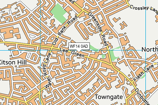 WF14 0AD map - OS VectorMap District (Ordnance Survey)