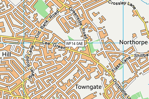 WF14 0AE map - OS VectorMap District (Ordnance Survey)