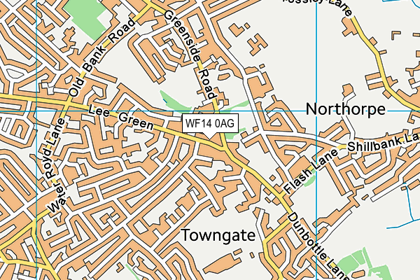 WF14 0AG map - OS VectorMap District (Ordnance Survey)