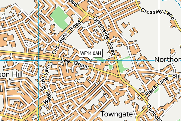 WF14 0AH map - OS VectorMap District (Ordnance Survey)
