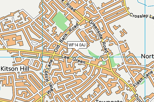 WF14 0AJ map - OS VectorMap District (Ordnance Survey)