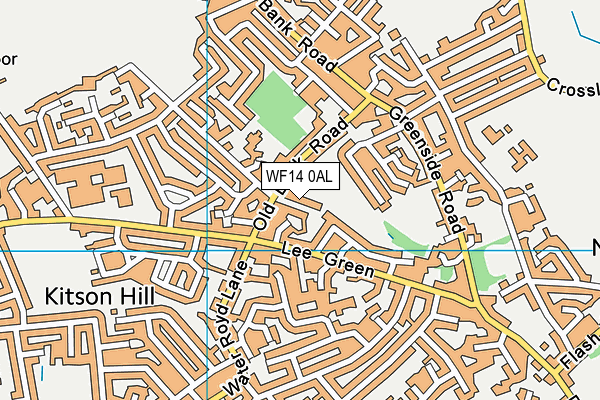 WF14 0AL map - OS VectorMap District (Ordnance Survey)
