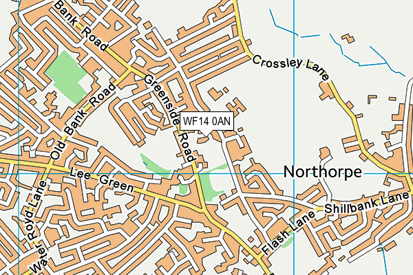 WF14 0AN map - OS VectorMap District (Ordnance Survey)