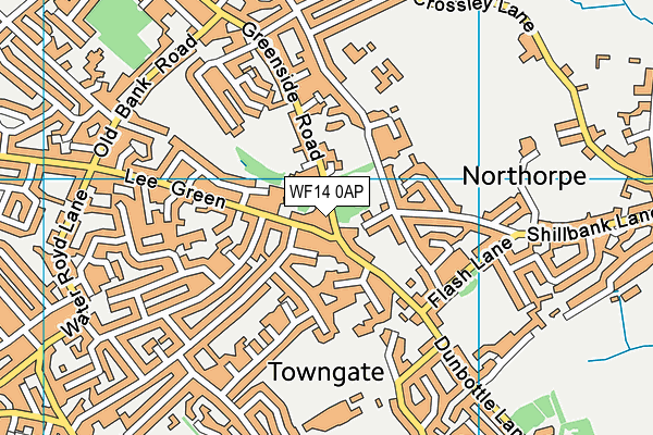 WF14 0AP map - OS VectorMap District (Ordnance Survey)