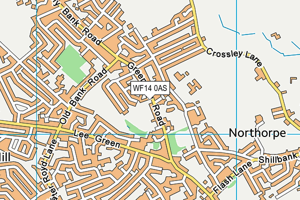 WF14 0AS map - OS VectorMap District (Ordnance Survey)