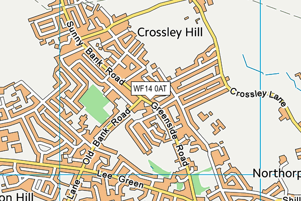 WF14 0AT map - OS VectorMap District (Ordnance Survey)