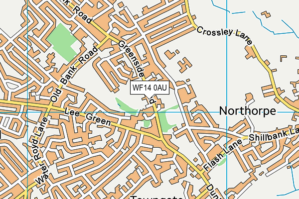 WF14 0AU map - OS VectorMap District (Ordnance Survey)
