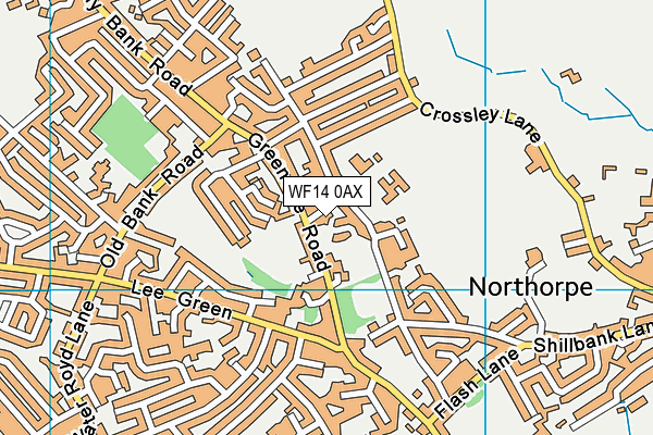 WF14 0AX map - OS VectorMap District (Ordnance Survey)