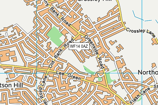 WF14 0AZ map - OS VectorMap District (Ordnance Survey)