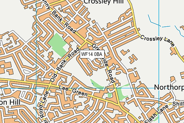 WF14 0BA map - OS VectorMap District (Ordnance Survey)