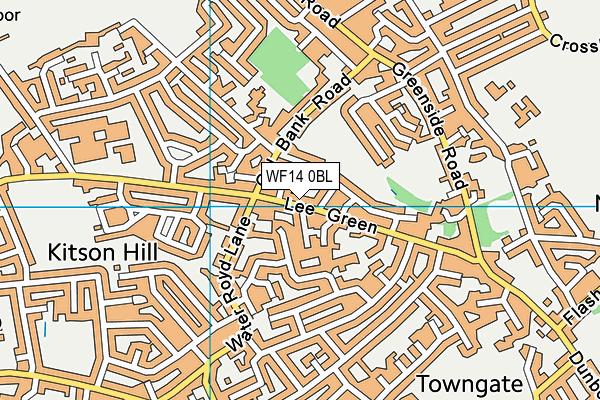 WF14 0BL map - OS VectorMap District (Ordnance Survey)